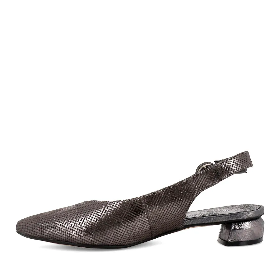 FOTINI - PEWTER CUT LEATHER Mature Chic