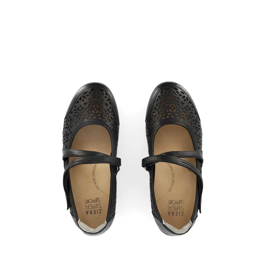 XODDIE W - BLACK LEATHER Bride Side Flower Walk