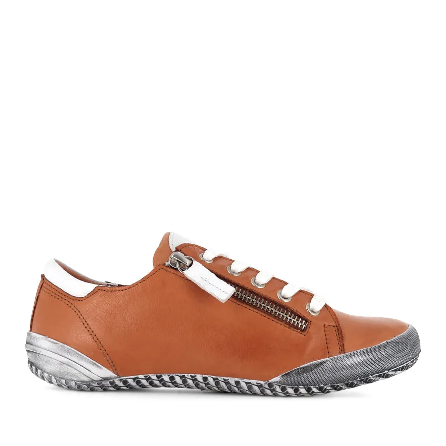 Wide Fit Option Body Alignment TESS - COGNAC/WHITE LEATHER