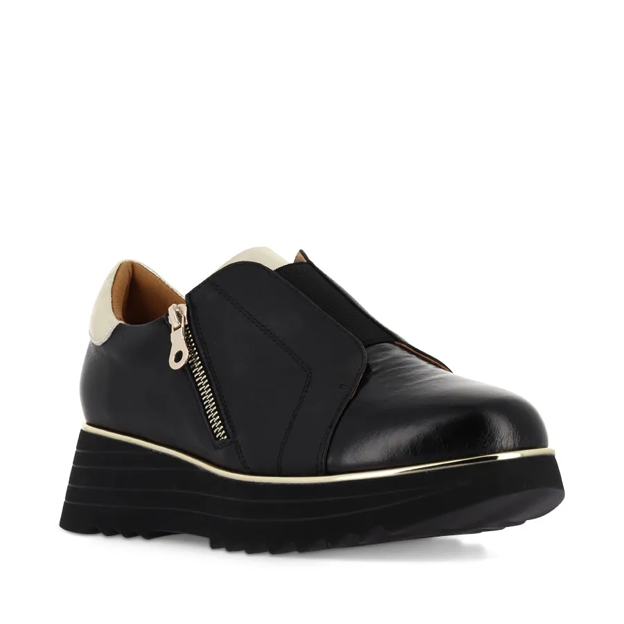 Contoured Sole Slim Look HEGGIE - BLACK PATENT LEATHER / GOLD