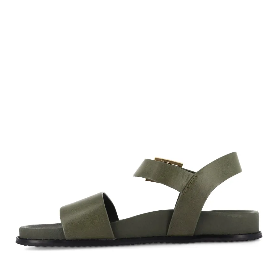 HAMMIL W - OLIVE LEATHER Flexible Fit Shoes