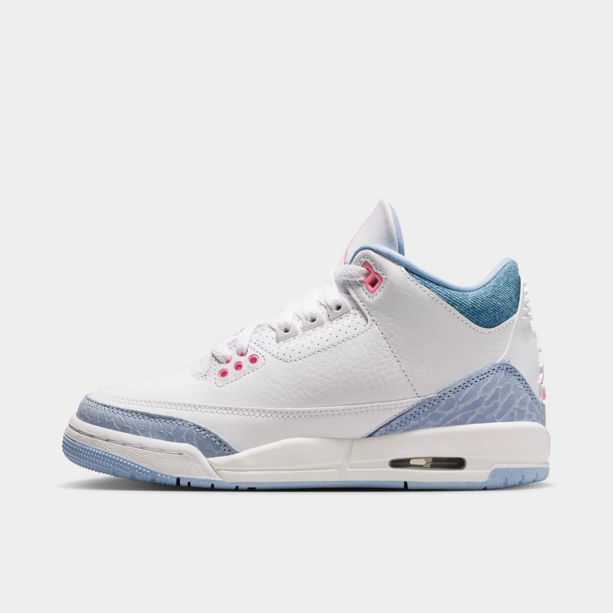 Jordan 3 Retro GS White / Pink Glow - Cobalt Bliss Core Passion Collapsible Heel Design