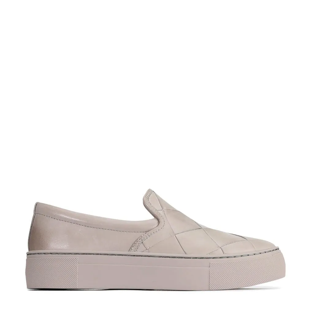 WOVE LEATHER SLIP ON SNEAKER Non Slip Outsole