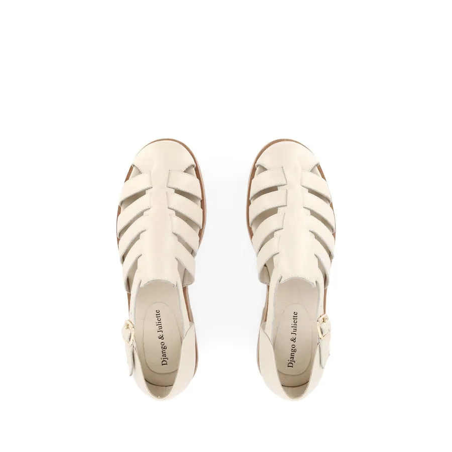 Stylish Flats Customizable Straps QOONY - MILK LEATHER