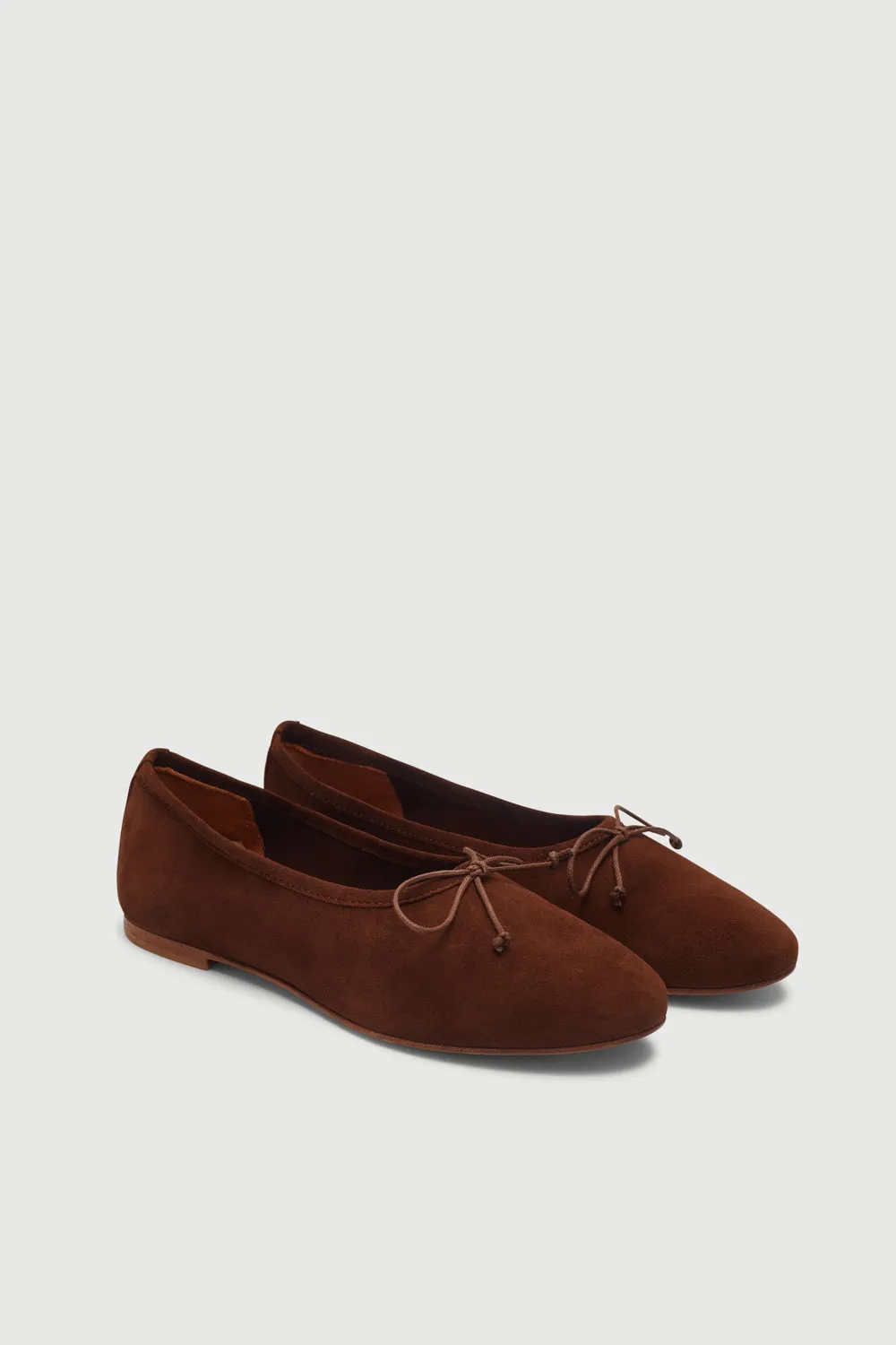 Press Look School Game Ava Ballet Flats in Chocolate Suede