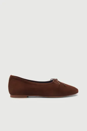 Ava Ballet Flats in Chocolate Suede Comfort Technology Shoes Ceremony Glow