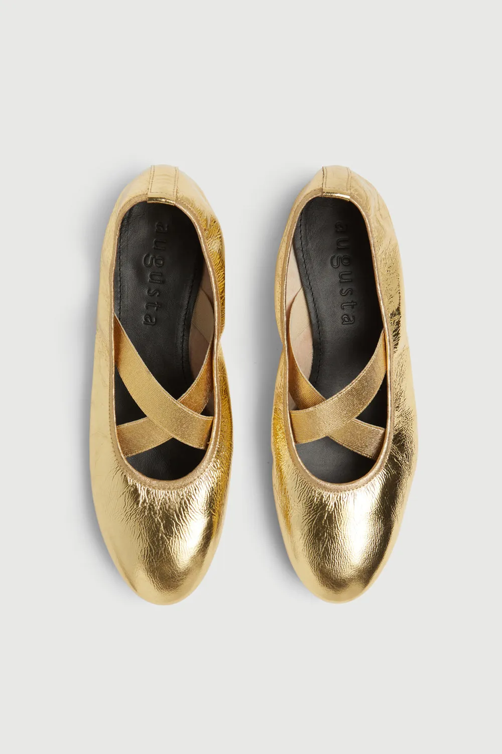 Bettina Ballet Flats in Gold Leather Flower Walk