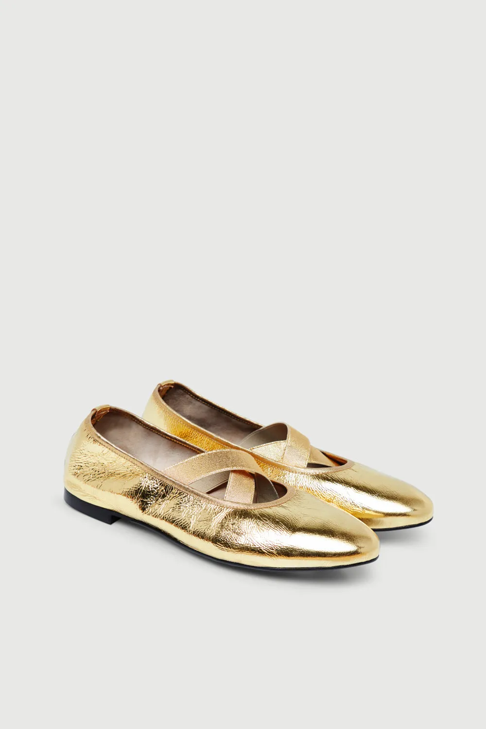 Bettina Ballet Flats in Gold Leather Event Night Practical Wear