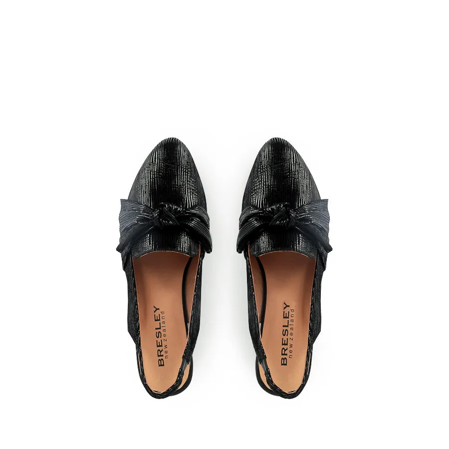 AUSTEN - BLACK SHIMMER LEATHER Modern Comfort Shoes Shock Absorbing Footwear