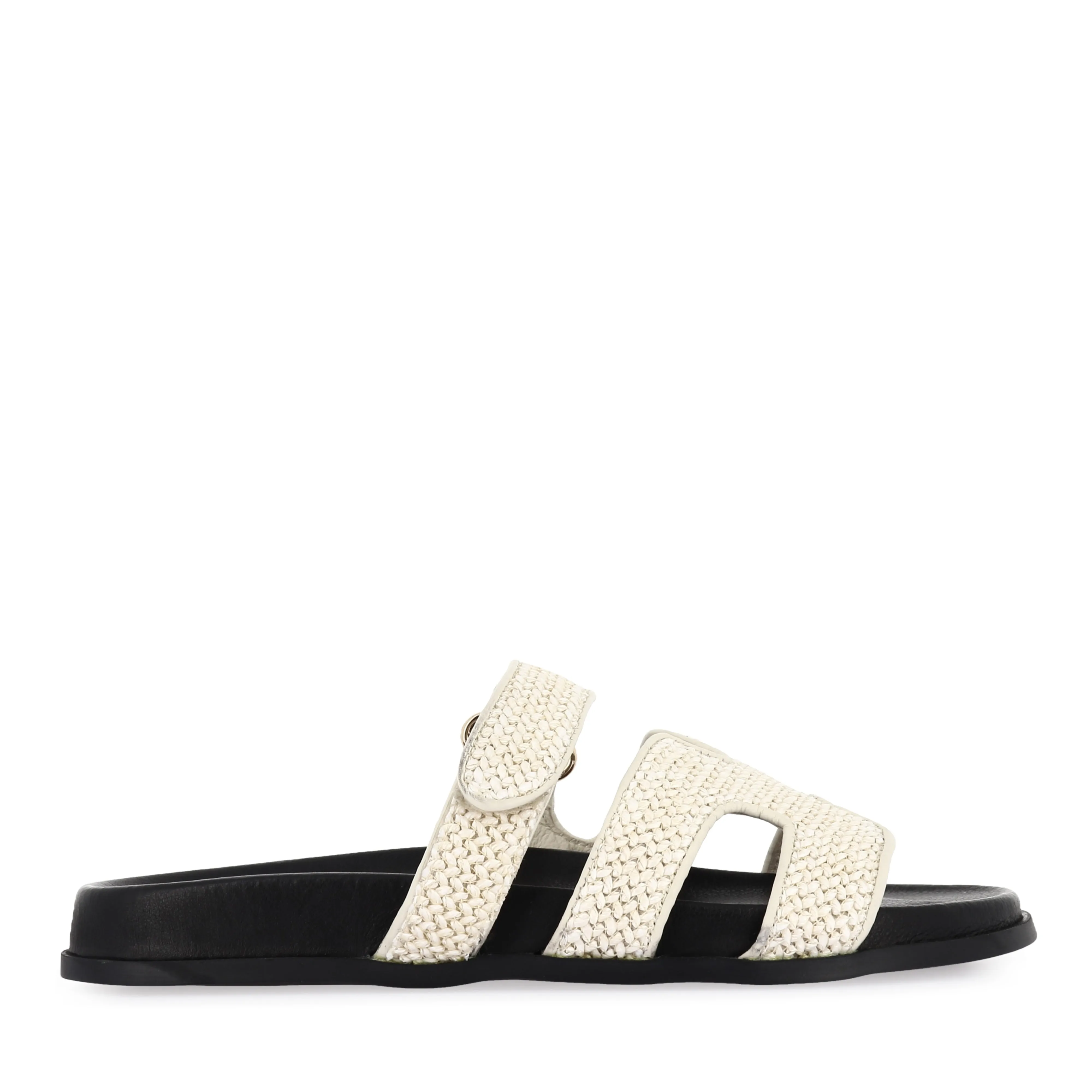 HAYZLEN - CREAM BLACK WOVEN LEATHER Cushioned Sole