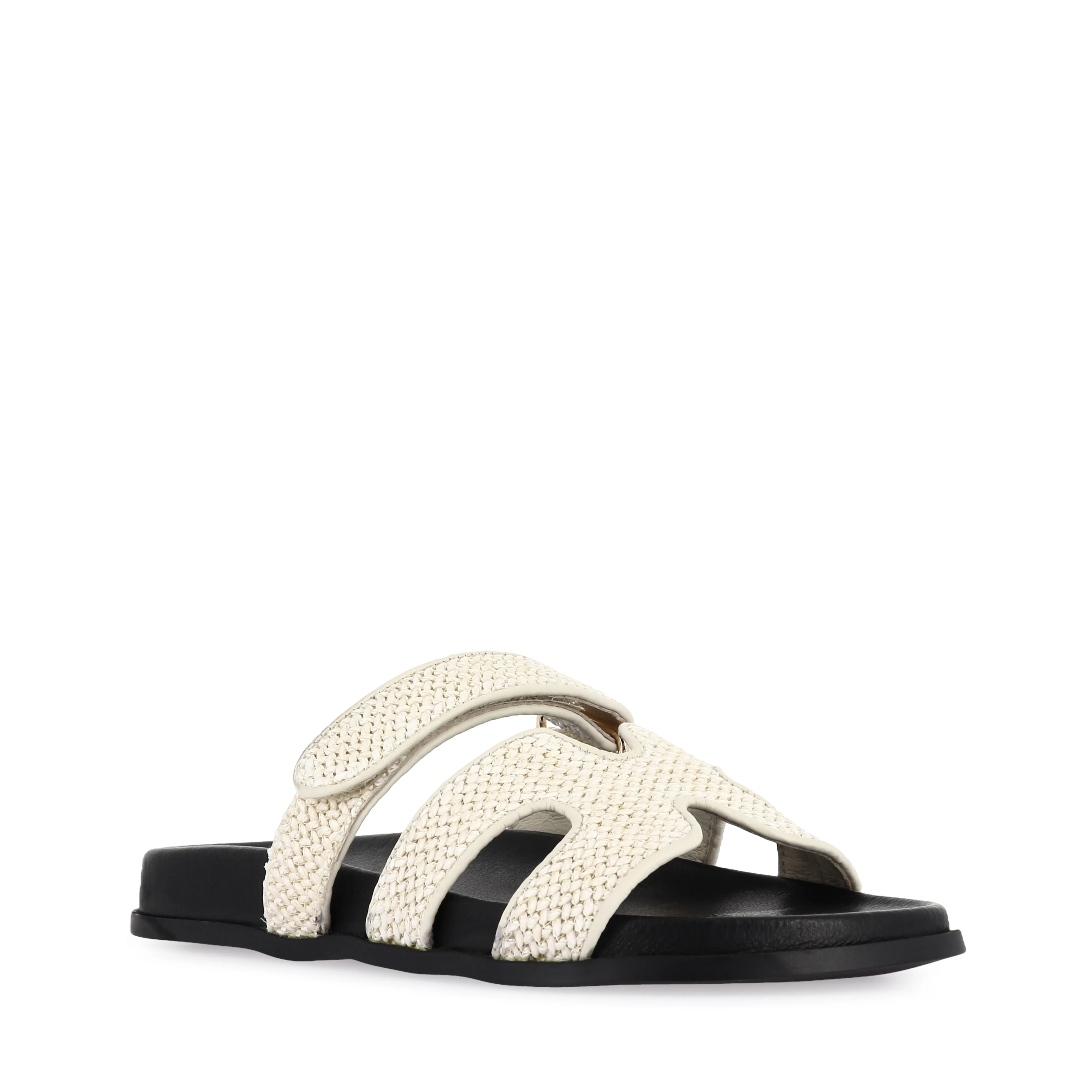HAYZLEN - CREAM BLACK WOVEN LEATHER Instant Step Comfortable Travel