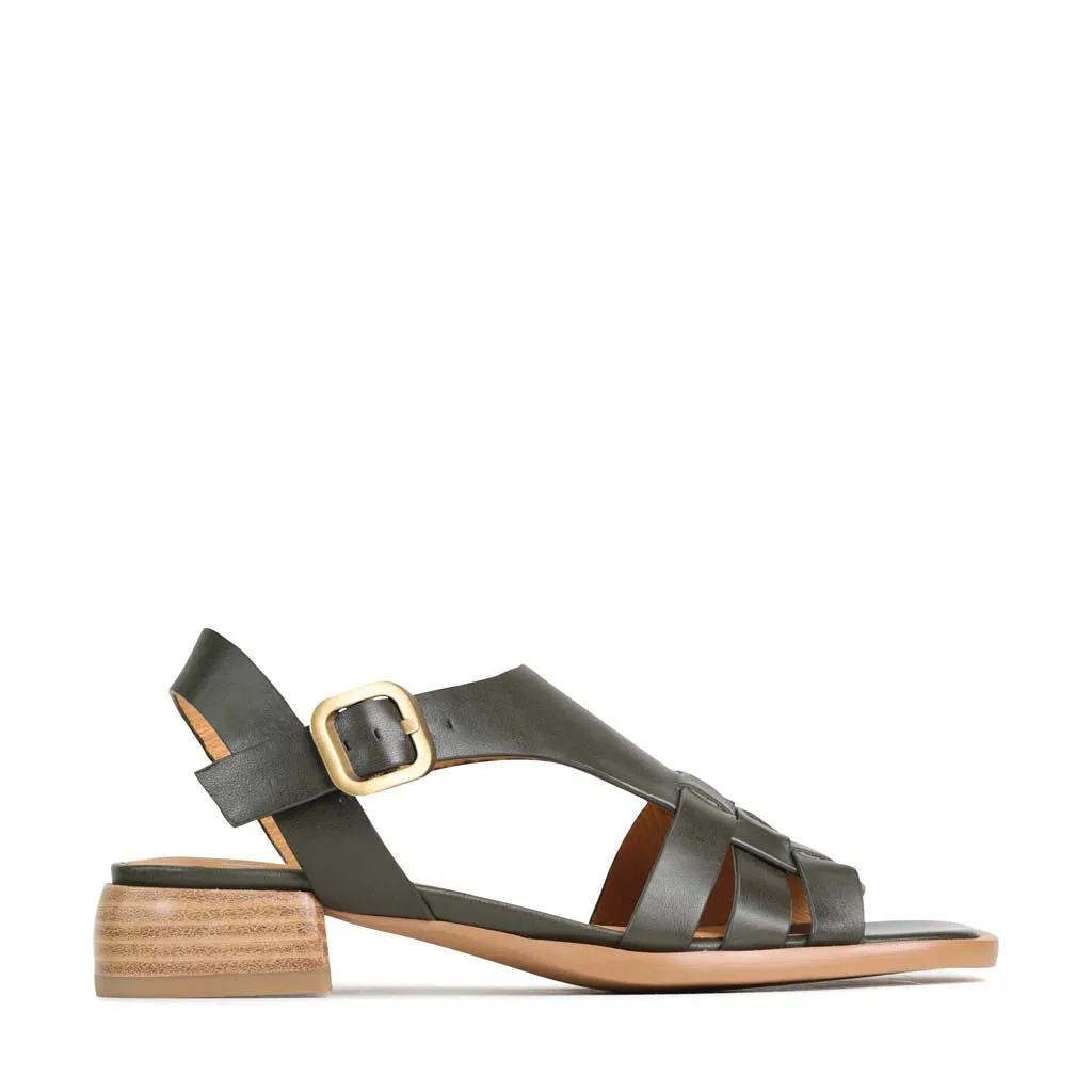 TERRI LEATHER ANKLE STRAP SANDALS Premium Material Footwear