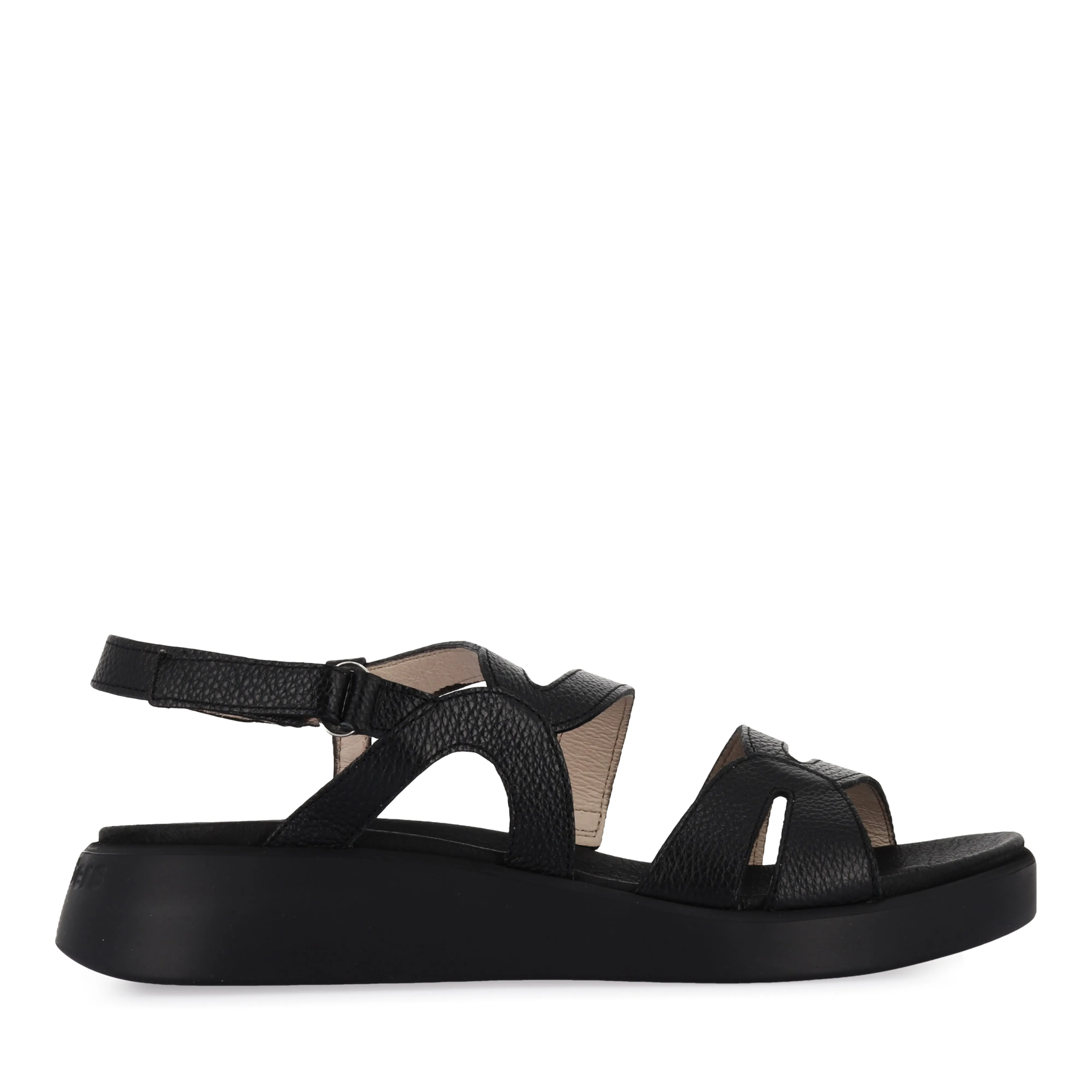 CAYLEE C-6534 - BLACK LEATHER Open Finish Summer Open Toe Shoes