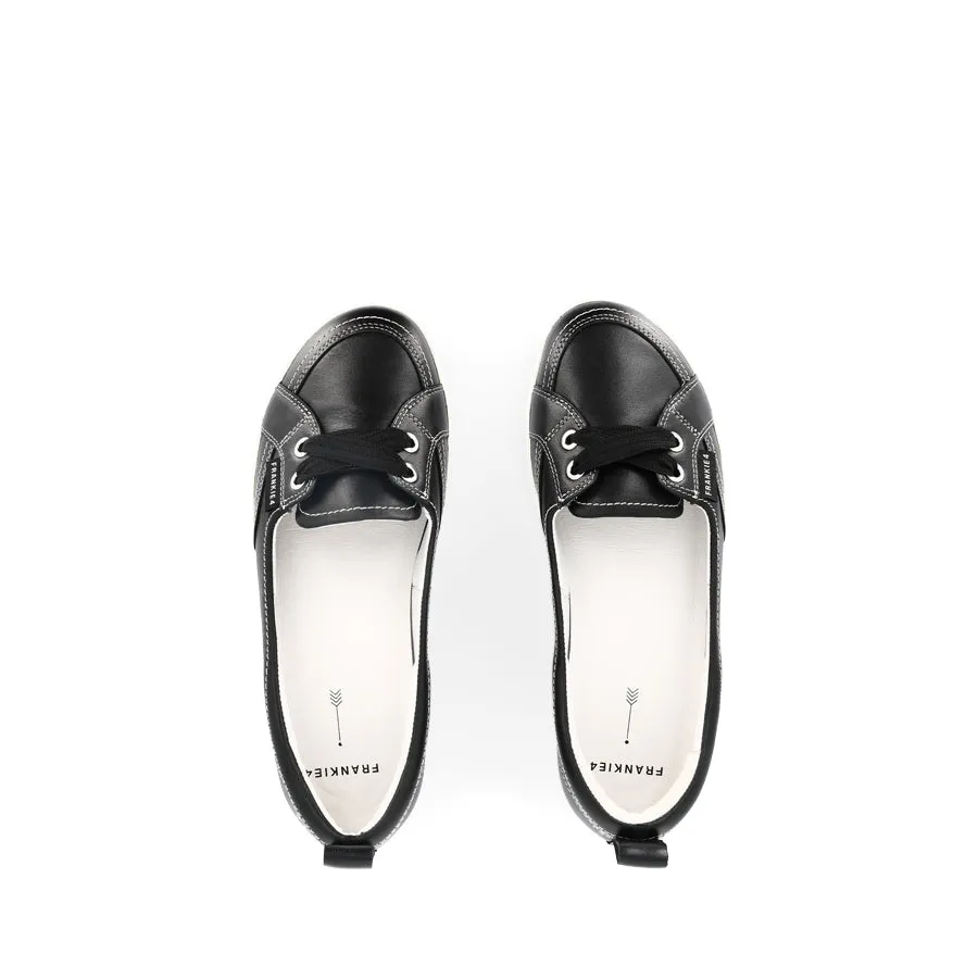 SOPHIE IV - BLACK LEATHER Travel Light Simple Footwear