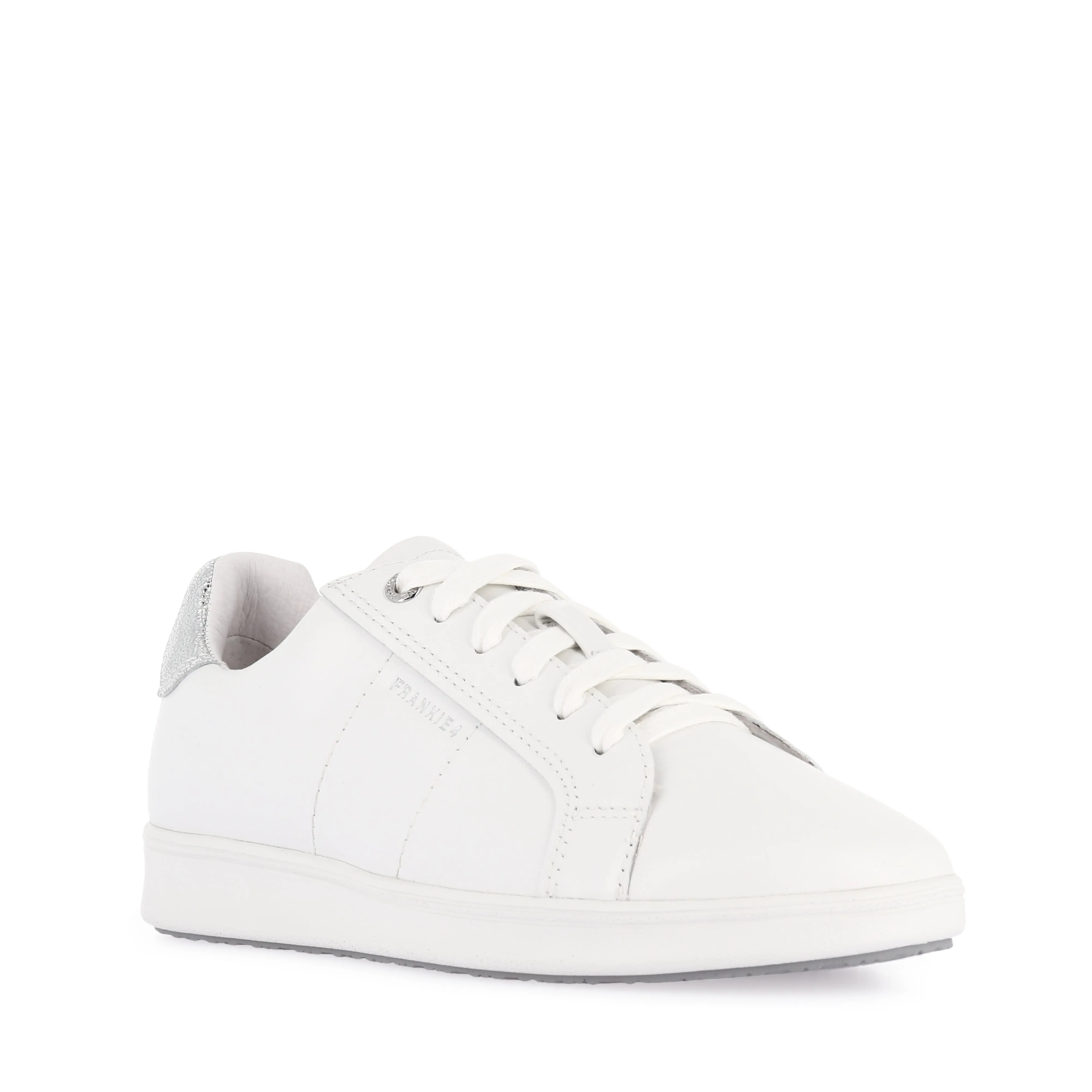 JACKIE V - WHITE/SILVER LEATHER Hydrophobic Fabric Treatment