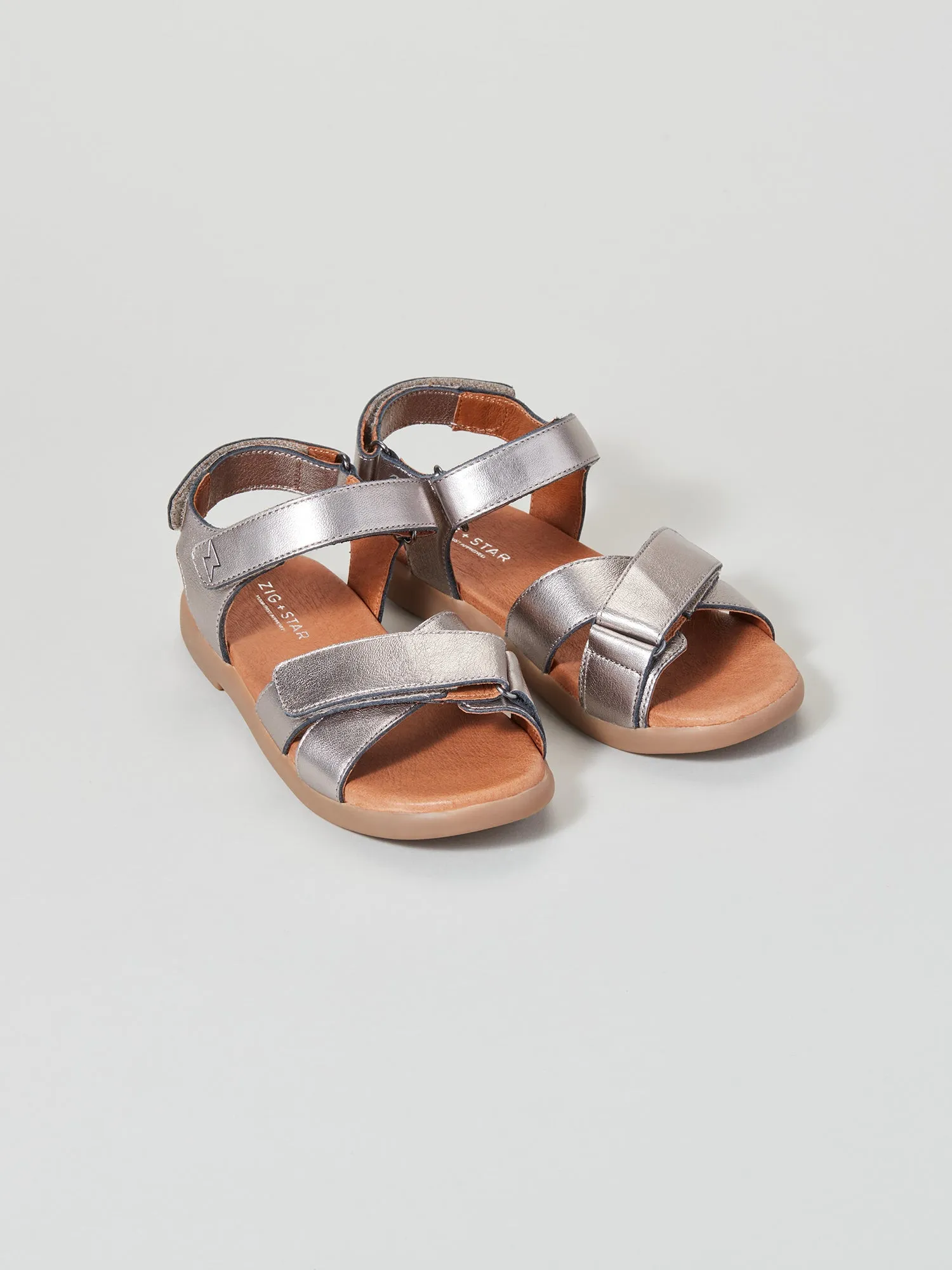 Sweat Free Arch support Rae Junior Cross-Strap Sandal Pewter Moon