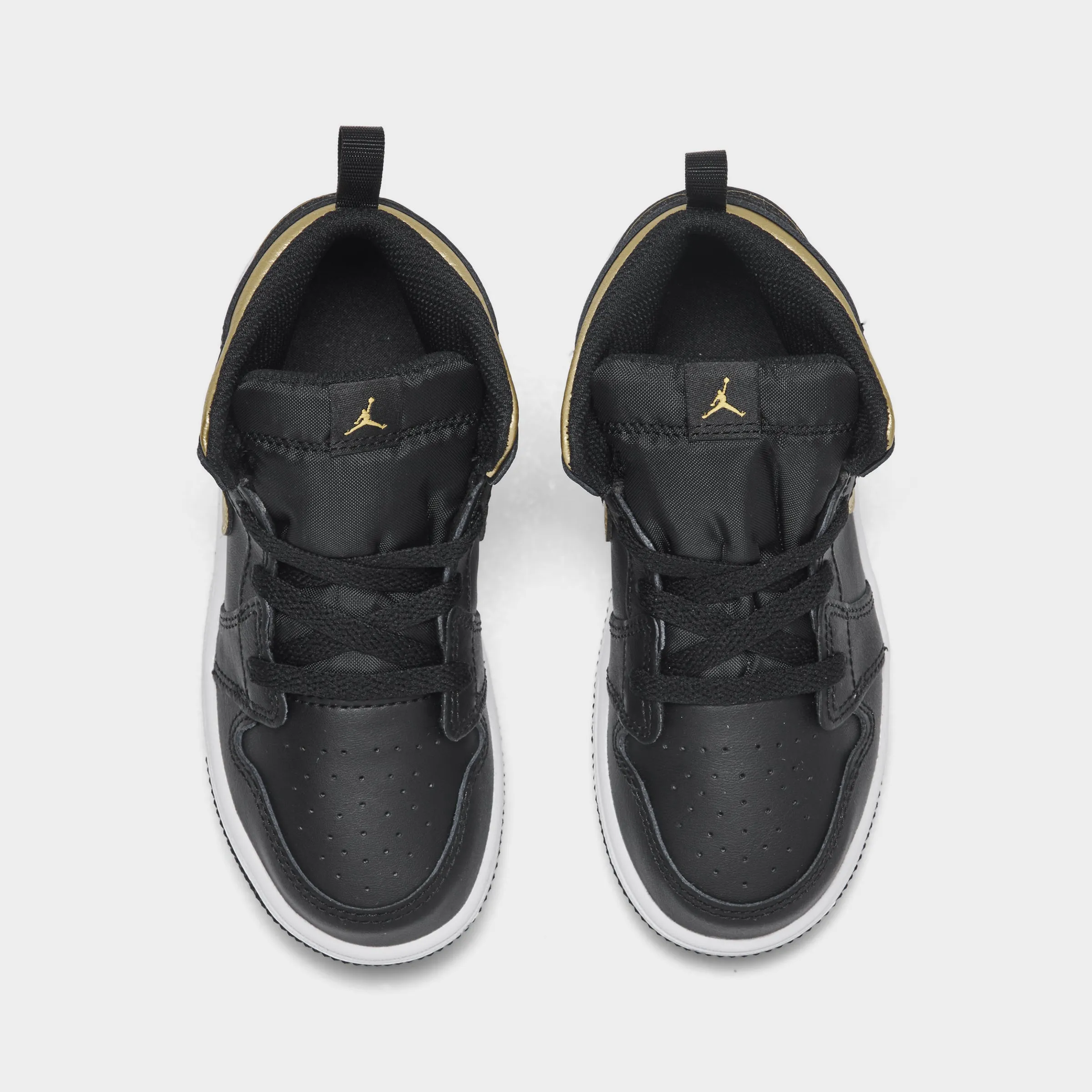 Jordan 1 Mid TD Black / Metallic Gold - White Asymmetrical Collar Padding