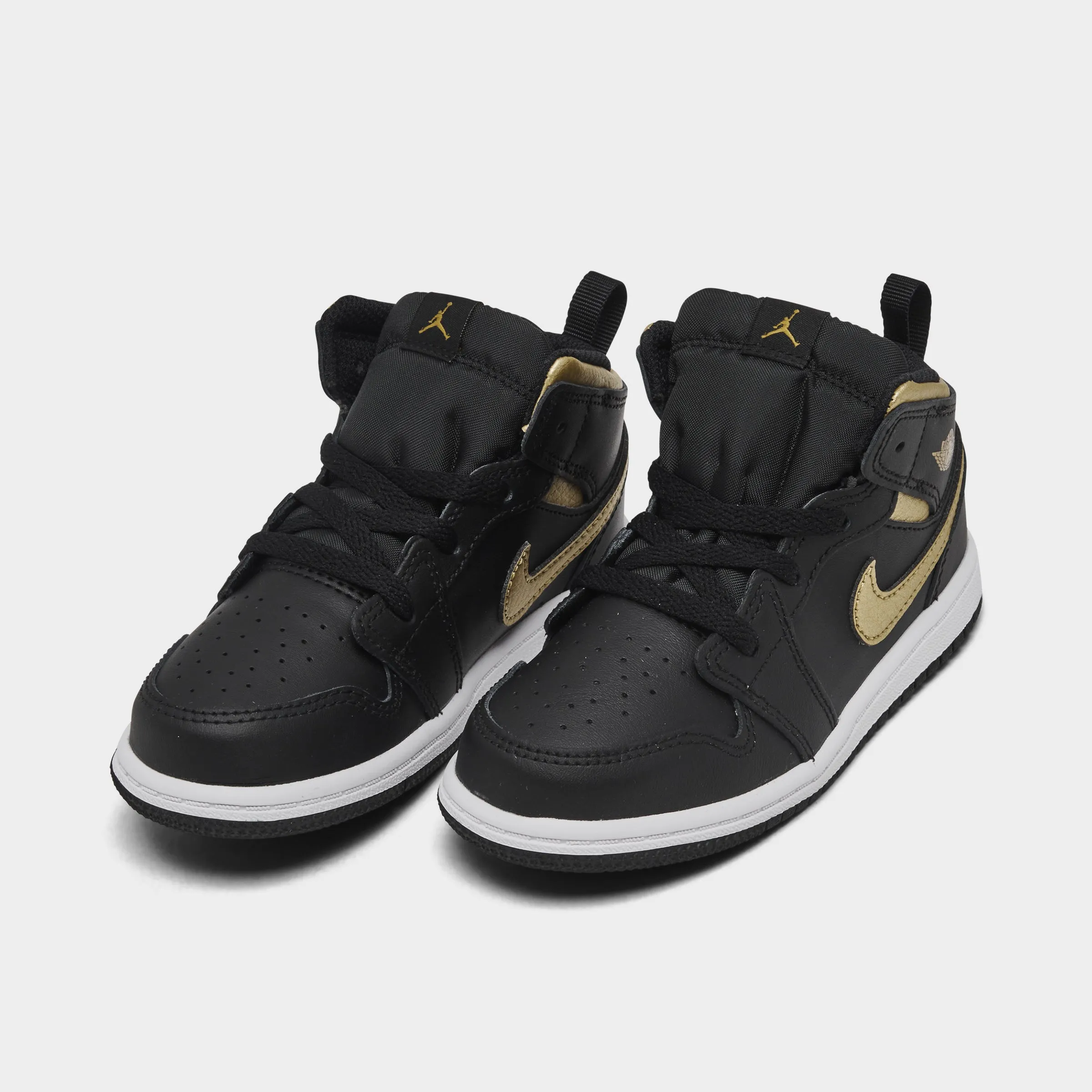 Jordan 1 Mid TD Black / Metallic Gold - White Bonded Overlay Technology Micro Perforated Ventilation