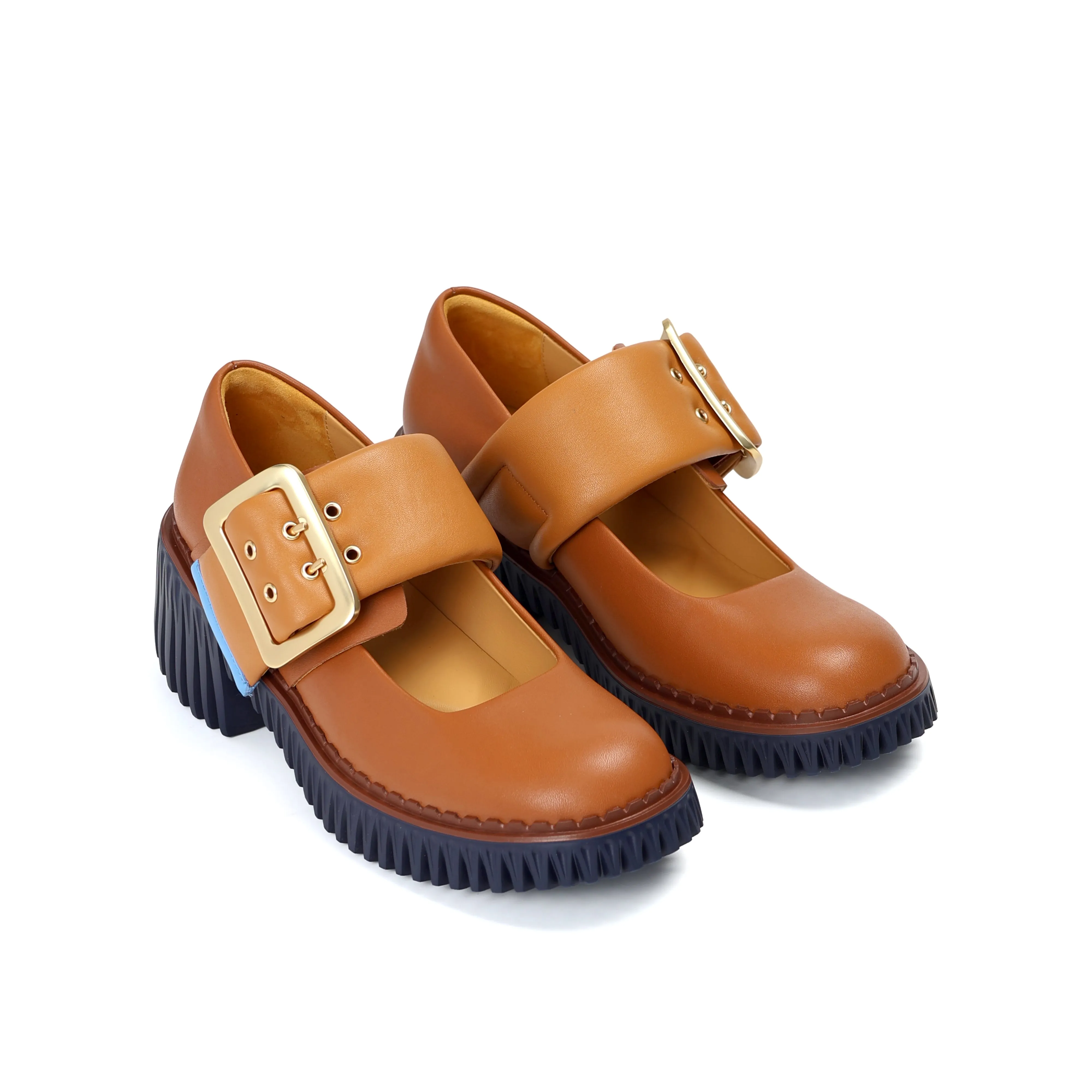 Comfortable Design Ankle wrap 4CCCCEES PLITA JIN MARY JANE - BROWN