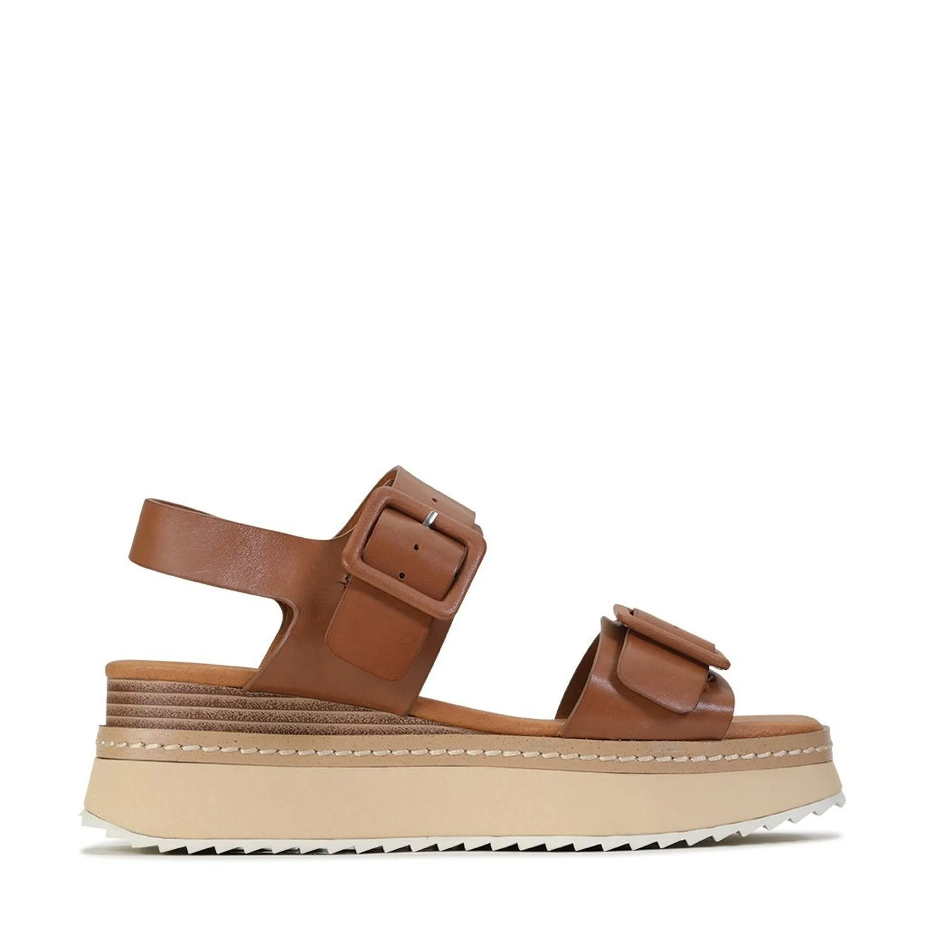 Cozy Feel Footwear Velcro Closure TONES LEATHER PLATFORM WEDGE SANDAL