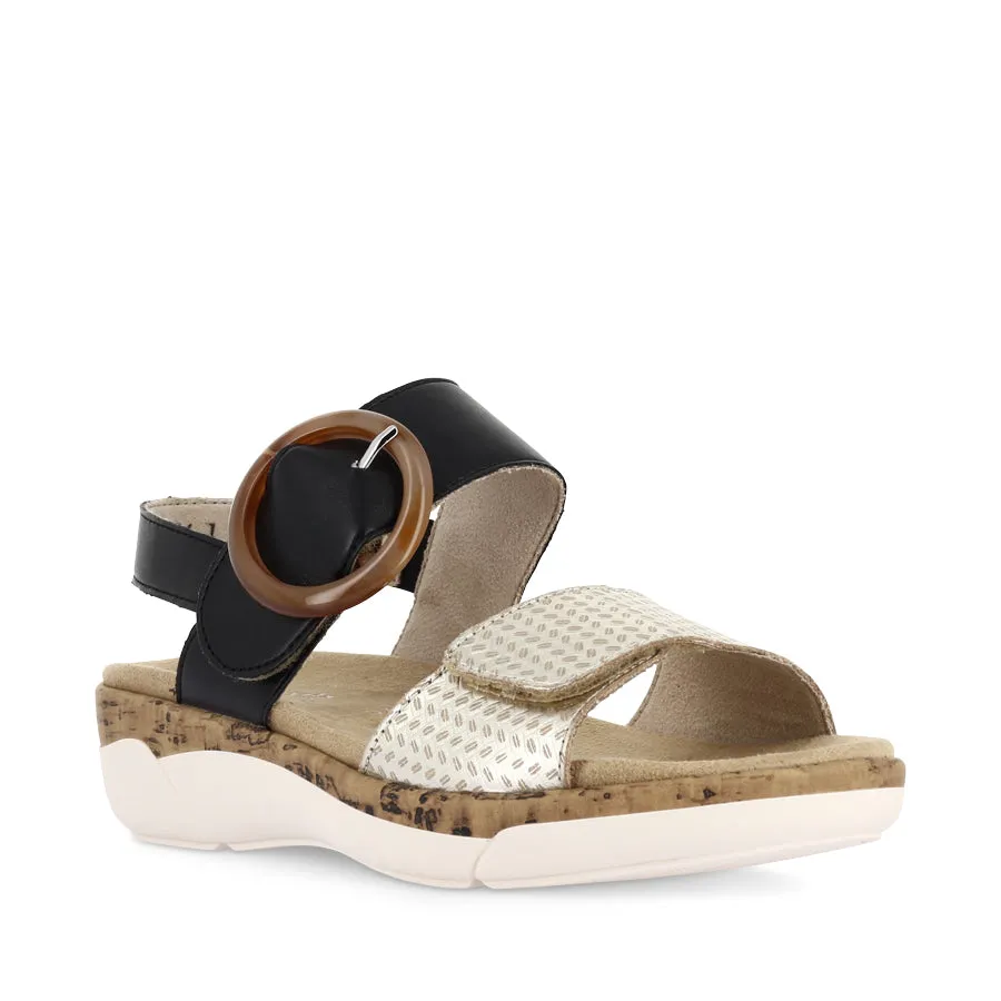 Slide Ease RACH R6853 - BEIGE-GOLD/BLACK LEATHER MULTI