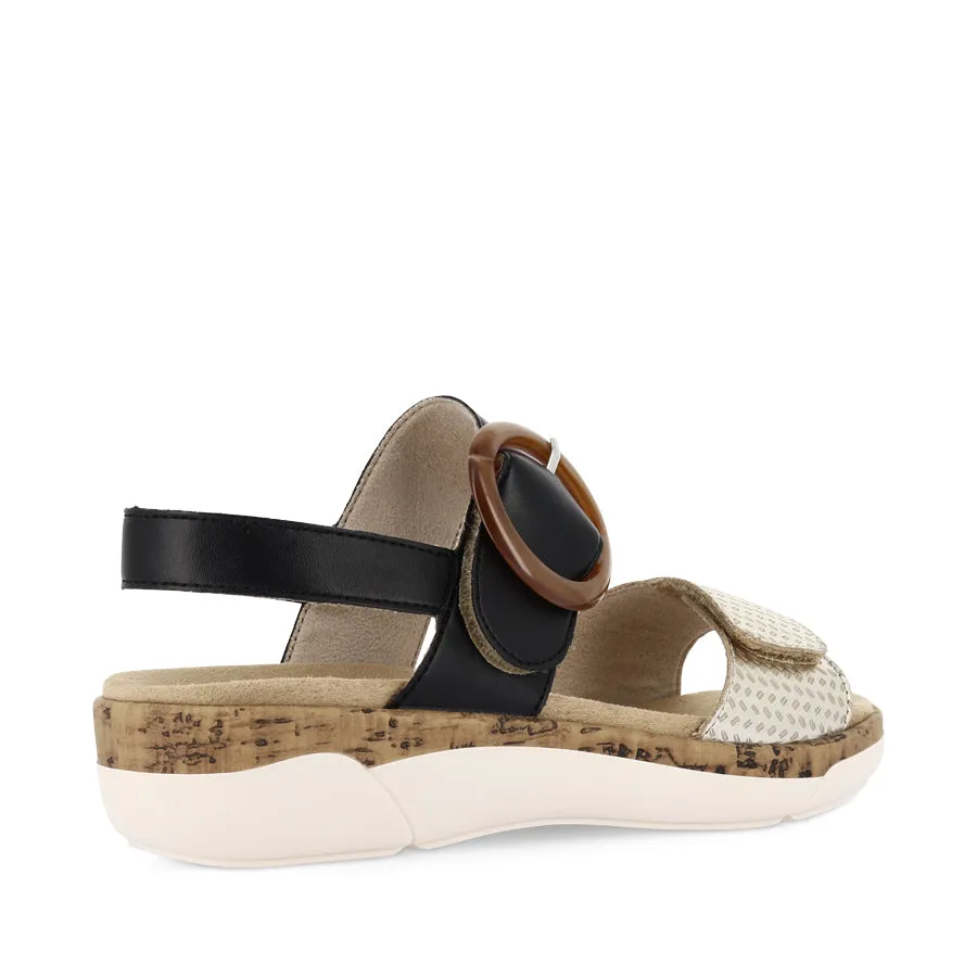 Adjustable Comfort Eva Midsole RACH R6853 - BEIGE-GOLD/BLACK LEATHER MULTI