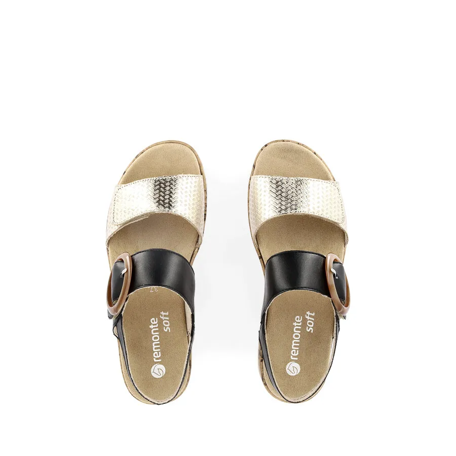 RACH R6853 - BEIGE-GOLD/BLACK LEATHER MULTI Trendy Outdoor Shoes