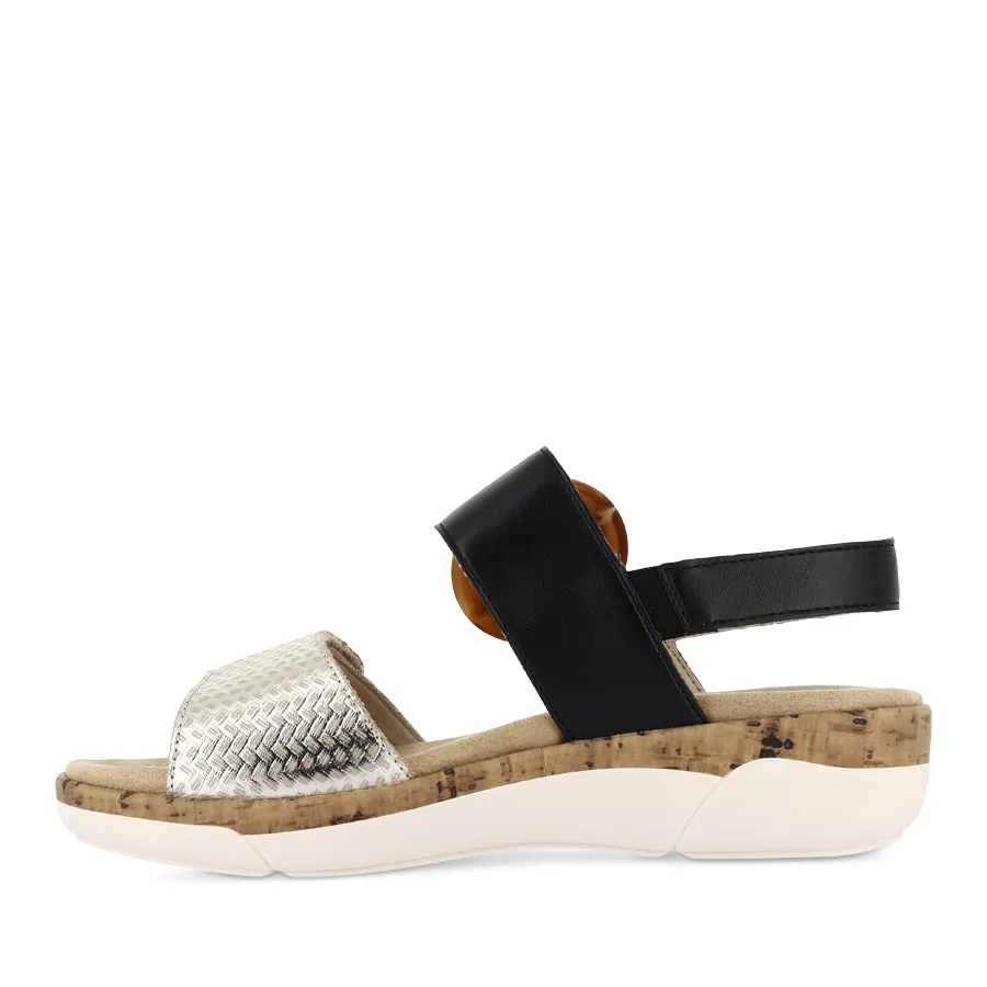 All-day Comfort Shoes RACH R6853 - BEIGE-GOLD/BLACK LEATHER MULTI