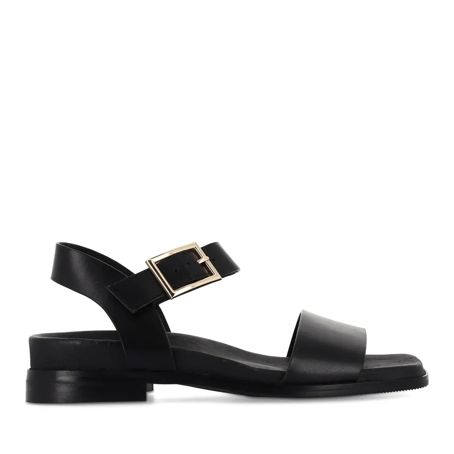 Fashionable Travel Shoes Casual Flats ELISSAY - BLACK BLACK LEATHER