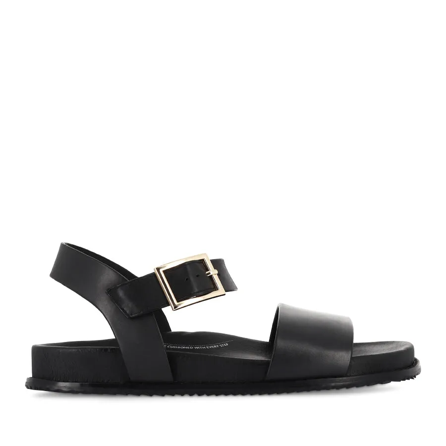 Embroidered Flexible Straps HAMMIL W - BLACK LEATHER