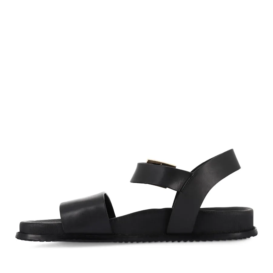 HAMMIL W - BLACK LEATHER Wedge Sole Flexible Comfort