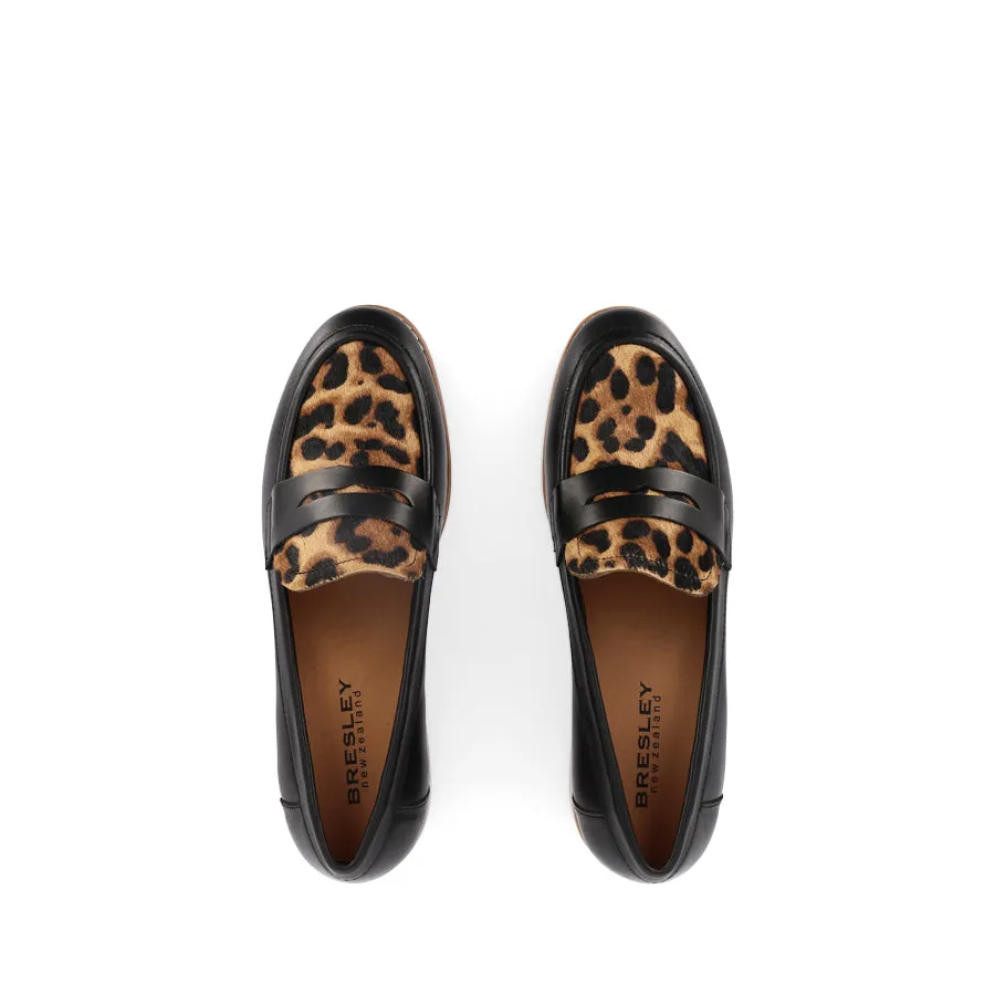 Simple Fit ANGIE - BLACK/LEOPARD LEATHER