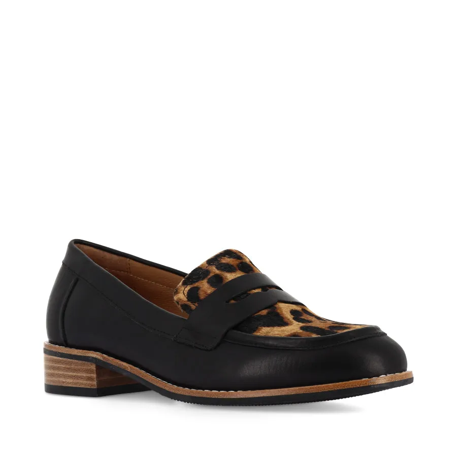ANGIE - BLACK/LEOPARD LEATHER Power Walk