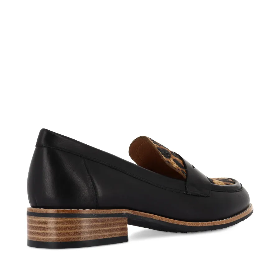 All Hold ANGIE - BLACK/LEOPARD LEATHER