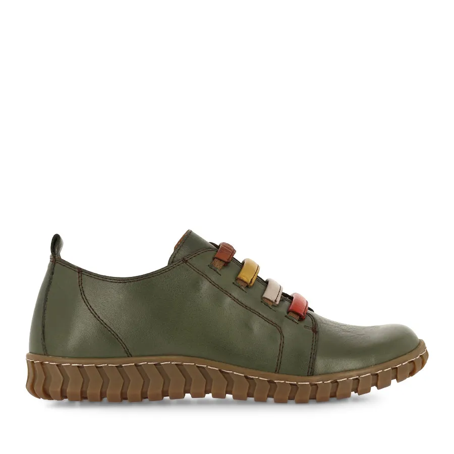 Balanced Frame Travel Friendly KINSLEY - OLIVE MULTI LEATHER