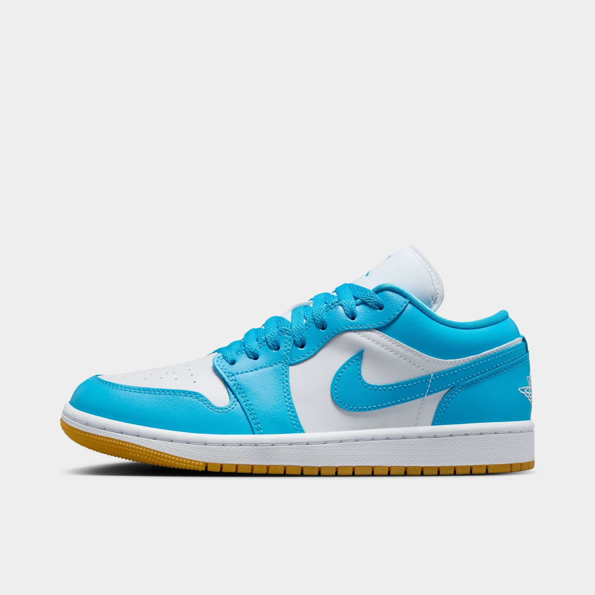 Reinforced Heel Support Lightweight Comfort Jordan Women's 1 Low White / Dark Powder Blue - Gum