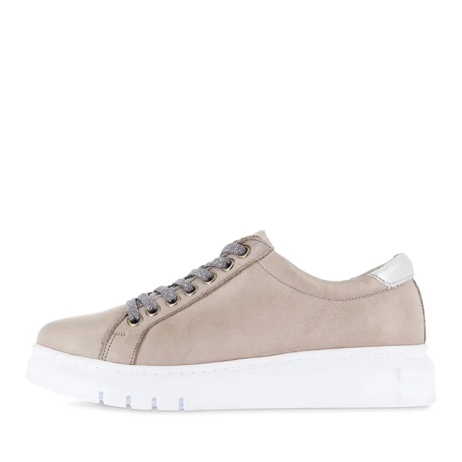 TATTER FRESH - TAUPE/SILVER LEATHER Recycled Synthetic Fabric Soft Traction