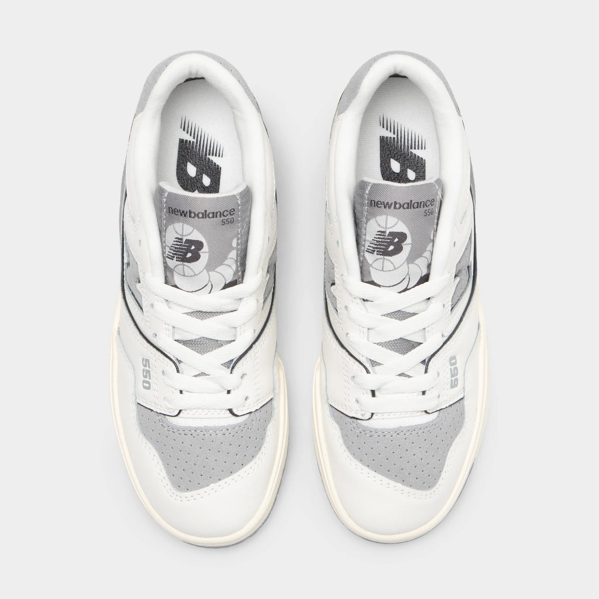 New Balance Juniors' 550 White / Grey Stretch Material Soft Sole