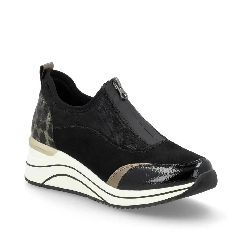 RIEKER SHOE CORPORATION ZIP FRONT SHOE - BLACK - D0T0802 Road grip Peace Mood