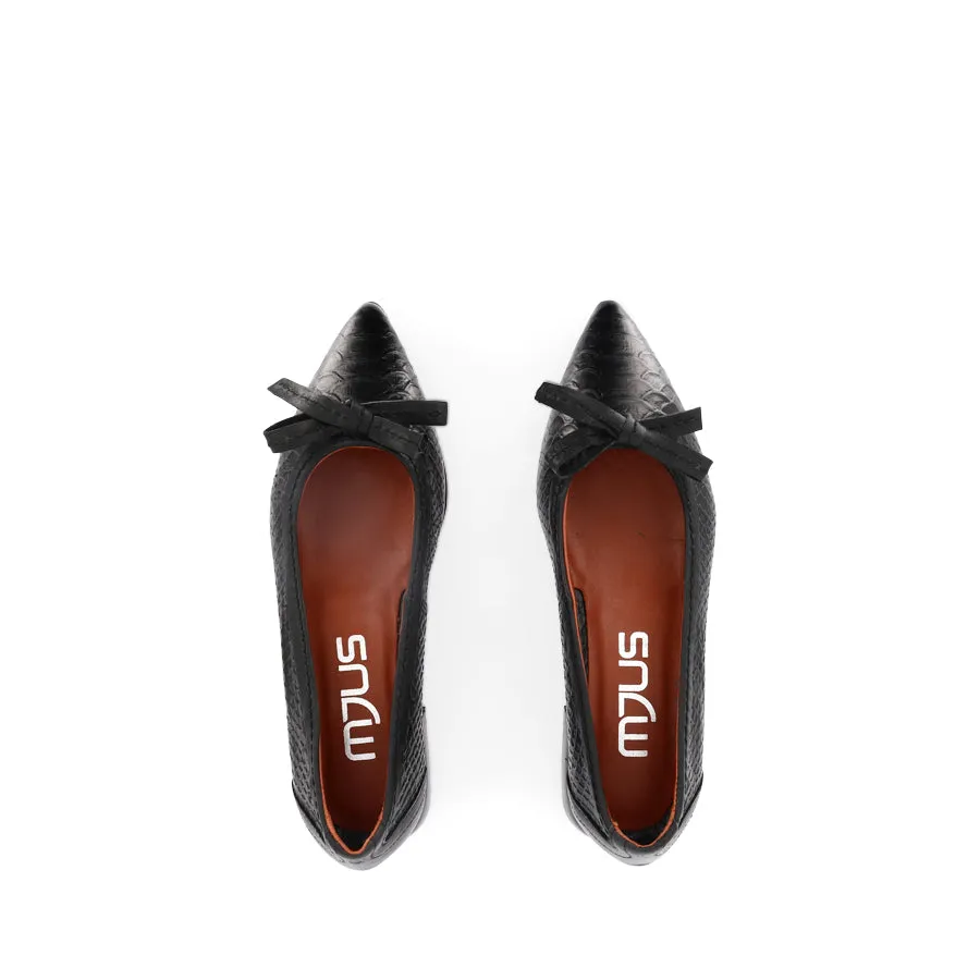 Park Path Simple Comfort Design TIANA - BLACK REPTILE EMBOSS LEATHER