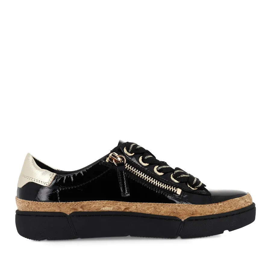 TORAYNE - BLACK GOLD PATENT MULTI LEATHER Ventilated Footbed System