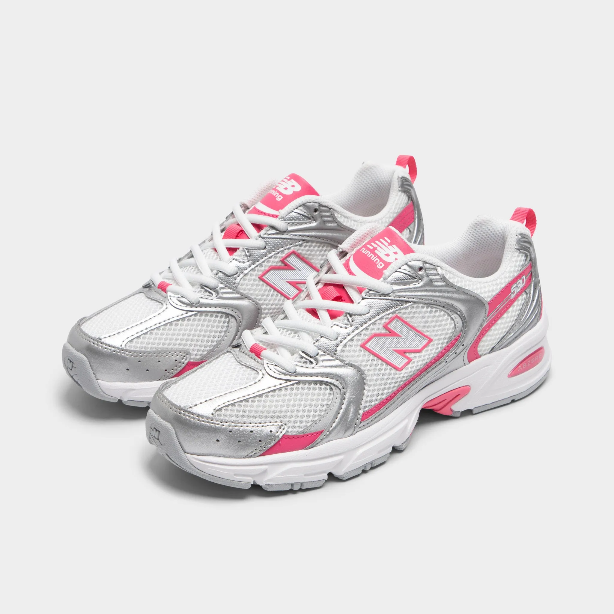 New Balance 530 Silver Metallic / Dragon Berry Reinforced Heel Counter