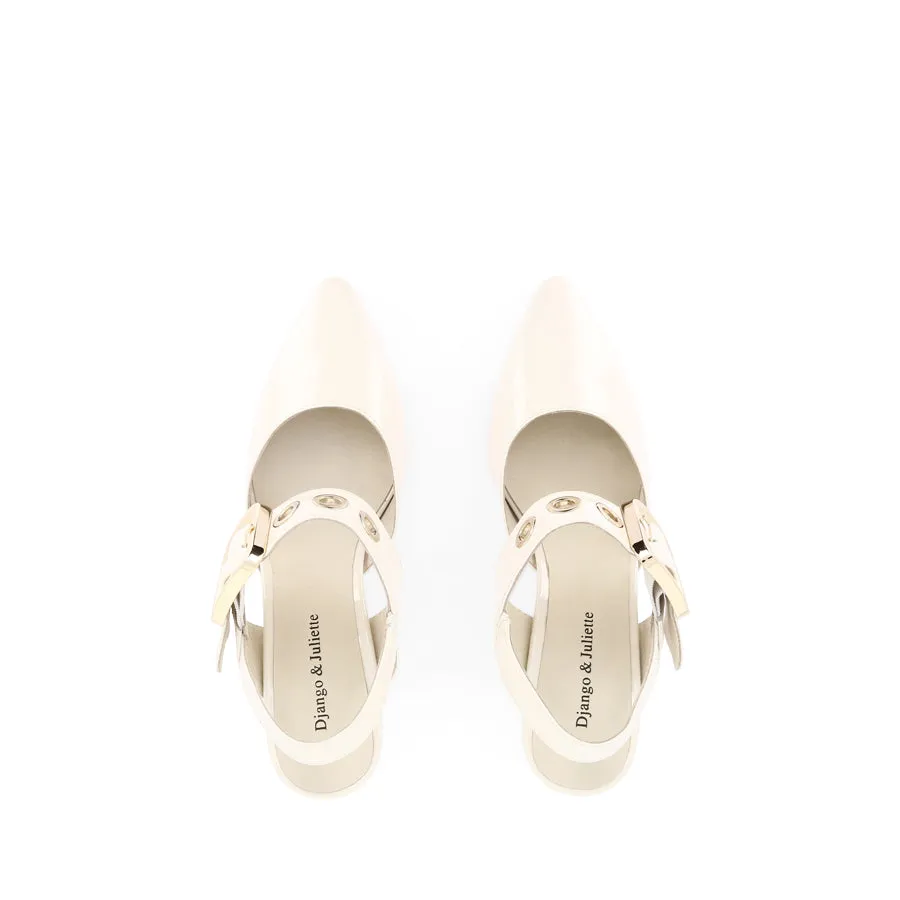 MAGALY - IVORY PATENT LEATHER Chic Cushioning heel cup