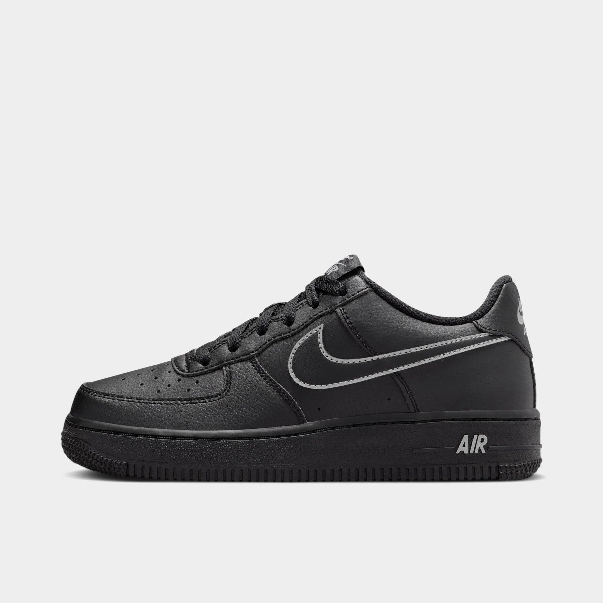 Nike Air Force 1 GS Black / Light Smoke Grey No Laces
