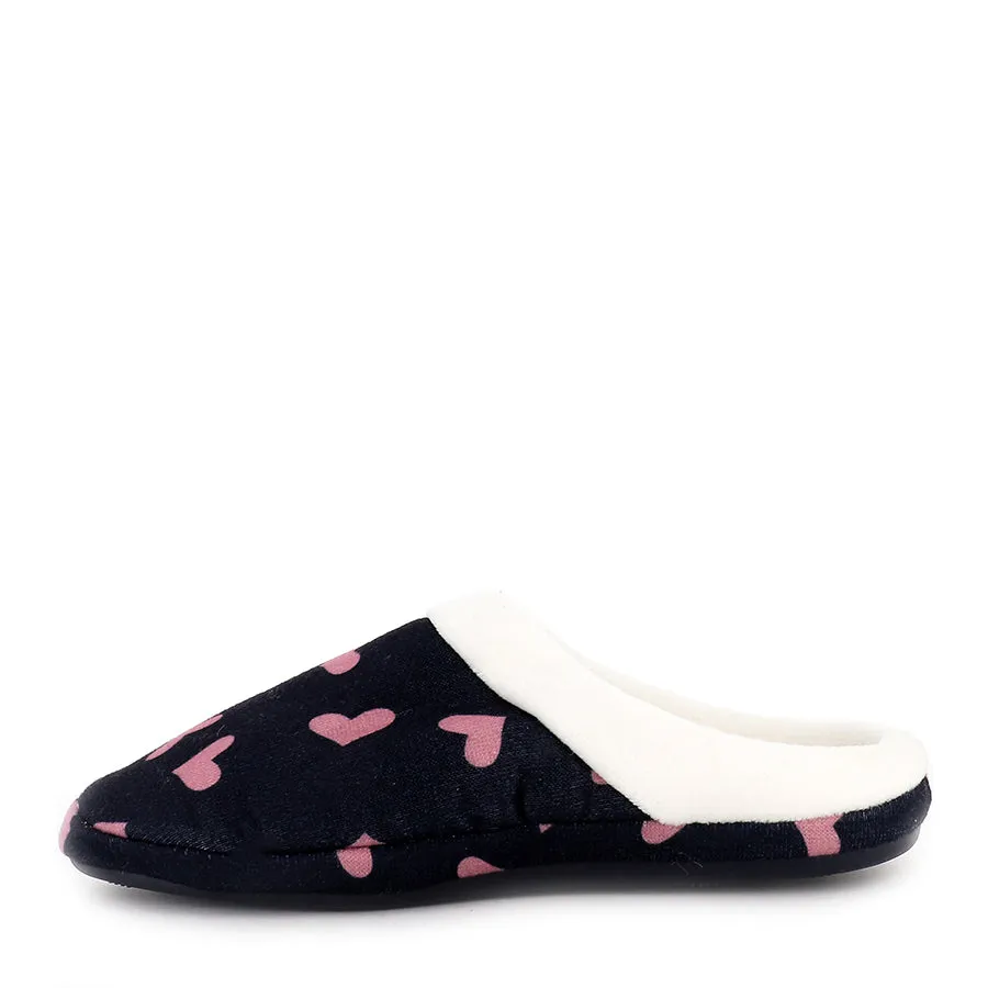 KALLI SLIP ON - NAVY PINK HEARTS Anti   Bacterial