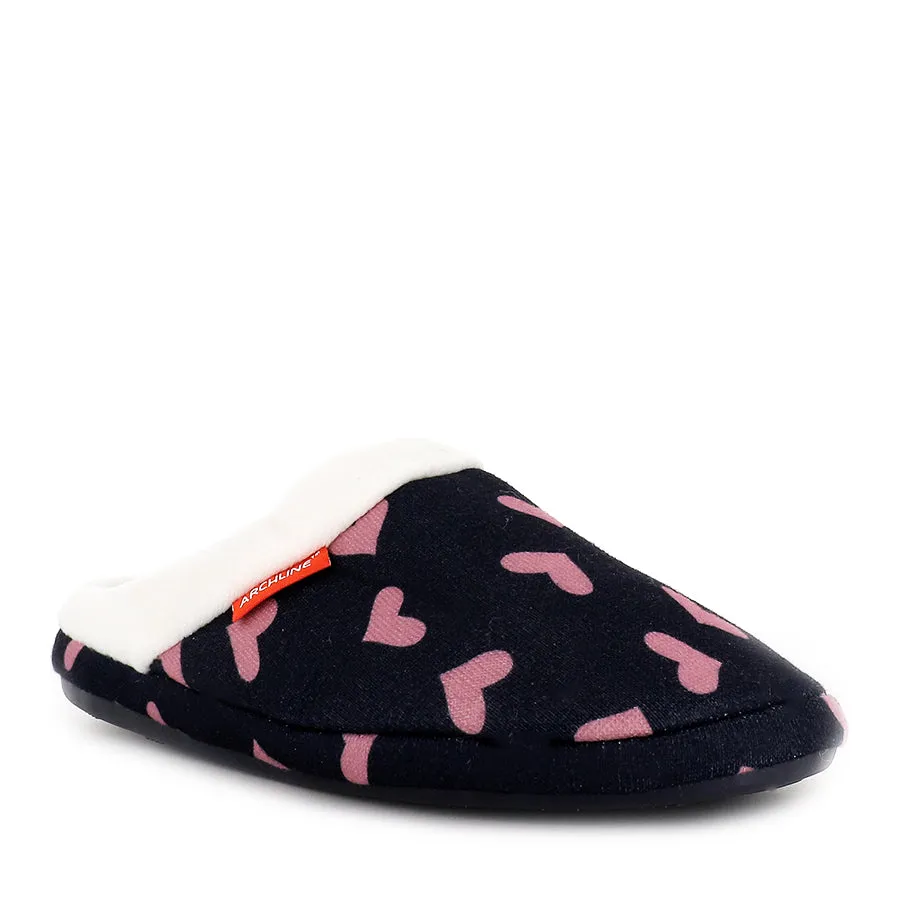 KALLI SLIP ON - NAVY PINK HEARTS Comfort Beach Walk Lightweight Design