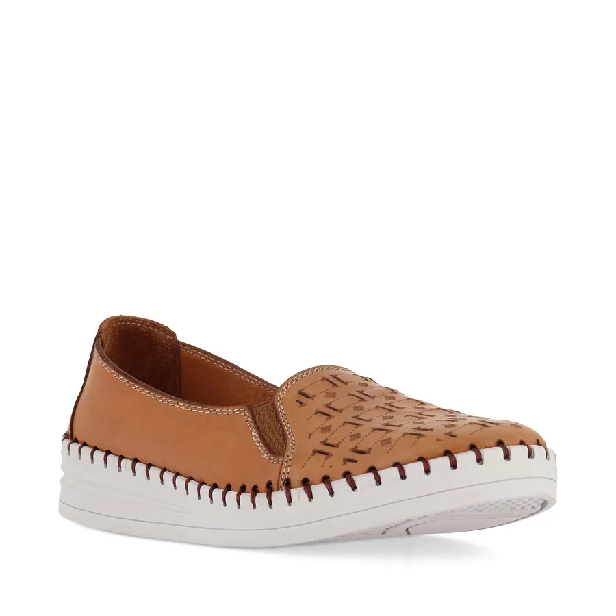 Knitted Soft Shock Absorbing Footwear LAZY - COCONUT LEATHER