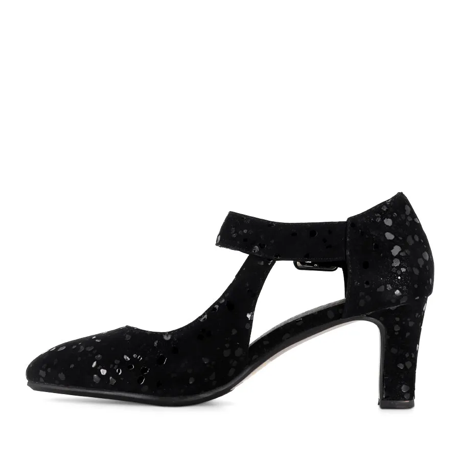 TRINITIES - BLACK SPARKLE SUEDE Print Fun