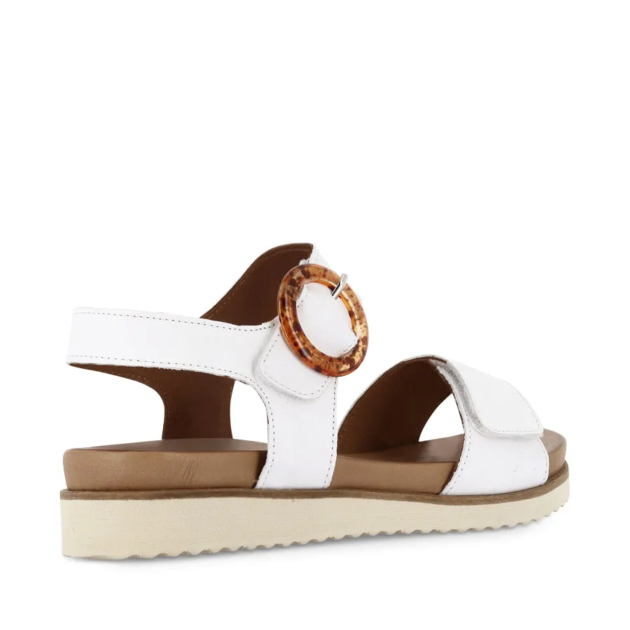Stay Casual Ankle Strap Design TROVE - WHITE/BEIGE LEATHER