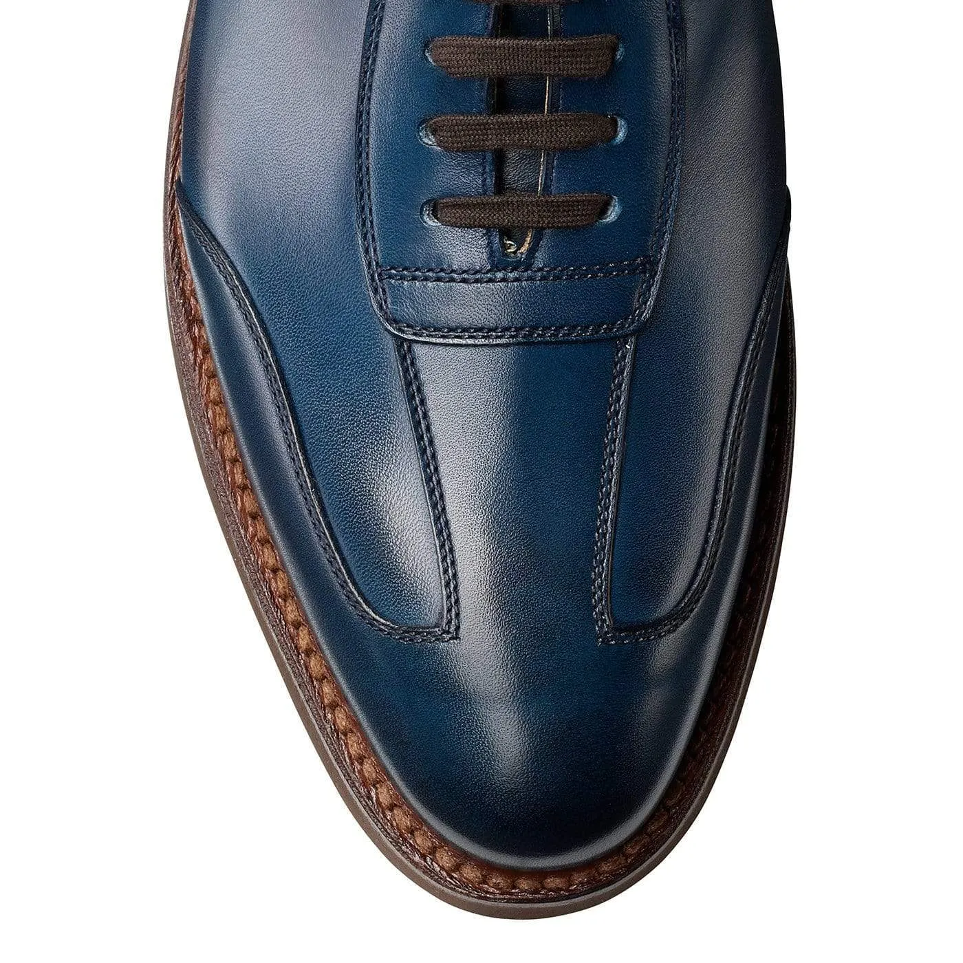 Truro Blue Burnished Calf Fine Stitch Oxfords Street Style Oxfords